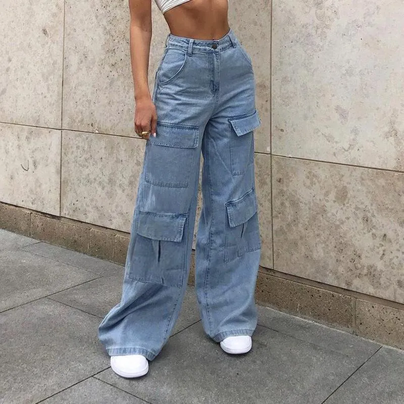 Frauen Jeans Frauen zerrissene Freunde verzweifelt hohe Taille Baggy Denim Hosen weit Bein gerade Hose Jean für Streetwear