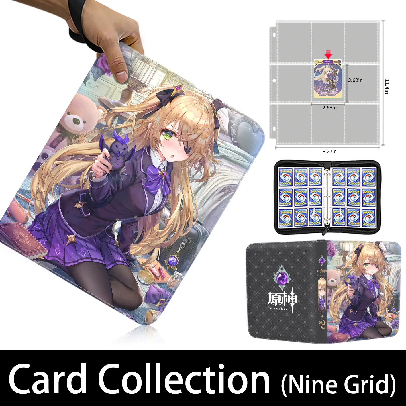 Genshin Impact Card Binder 9 Pocket Trading Card Holder with 50 Pages,  Zipper Closure, Holds Up to 900 Cards from Dhgate Other Point of Sale  Equipment - price 63.0