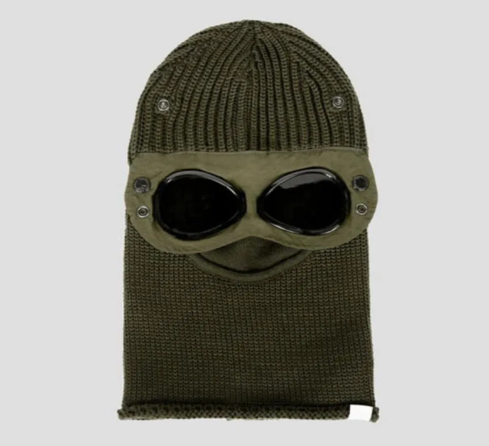 Goggle balaclava extra fino merino lã chapéu de tricô masculino capô de vento ao ar livre retém tampas de caveira de calor preto exército verde4383802