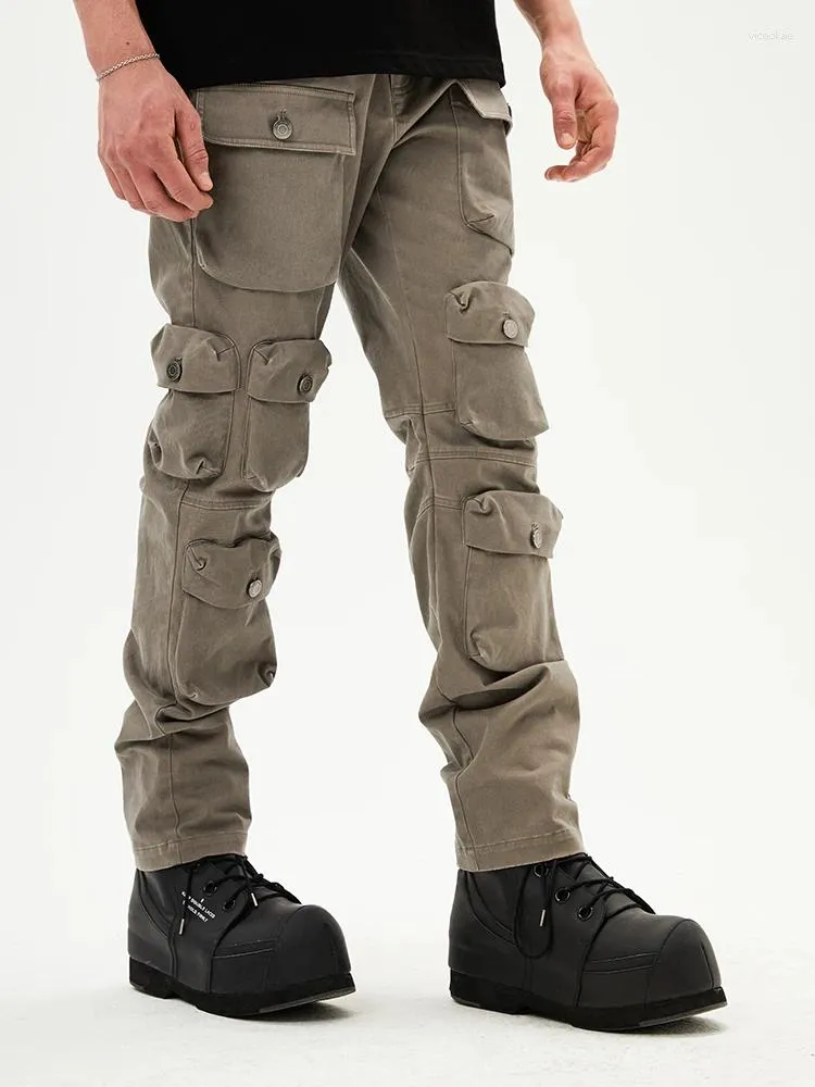 Pantalon pour hommes Lavage pour faire de vieilles tactiques rétro Techwear Style Multi-poche Cargo High Street Casual