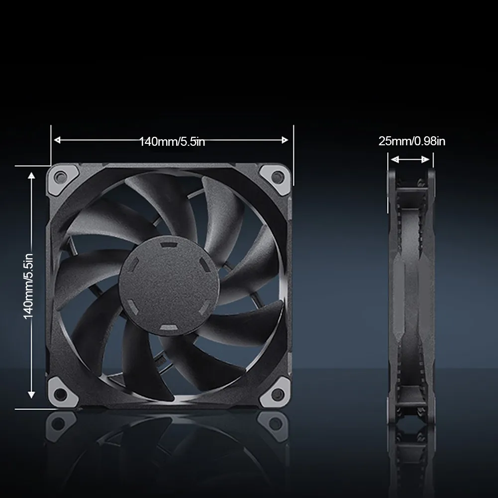 PC Case Fan, 140mm Cooling Fan, 4-Pin PWM CPU Cooler, 1800RPM Hydraulic ...