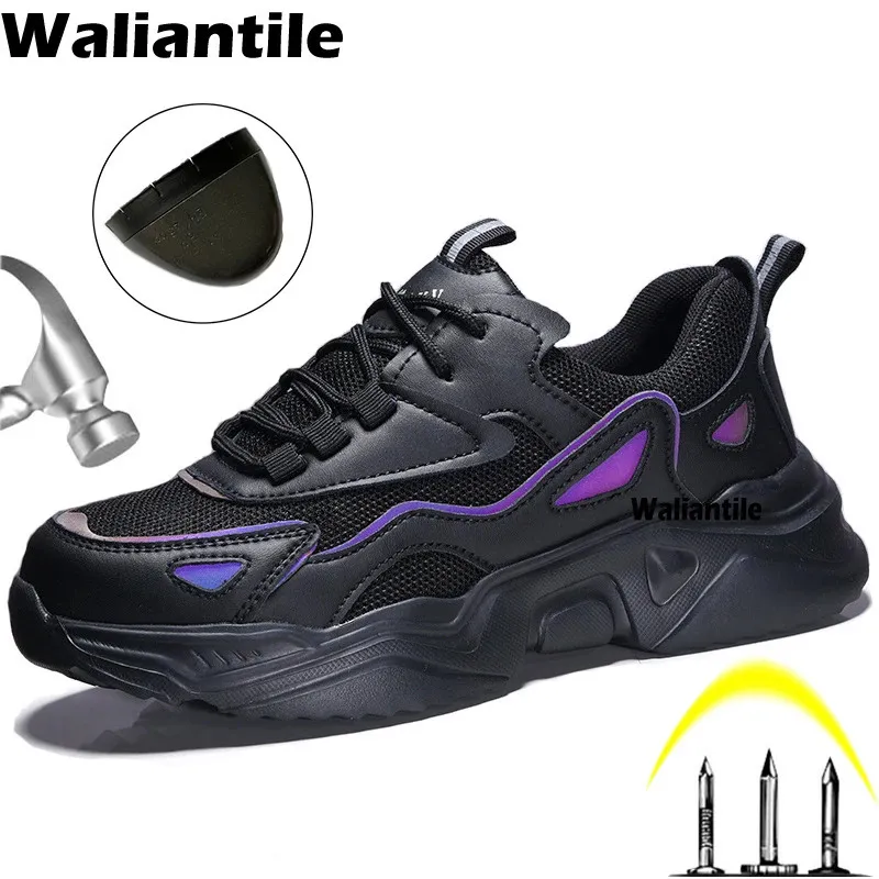 Waliantile Men Women Safety Shoes Sneakers For Industrial Working Puncture Proof Work Boots Indestructible Steel Toe Footwear 240409