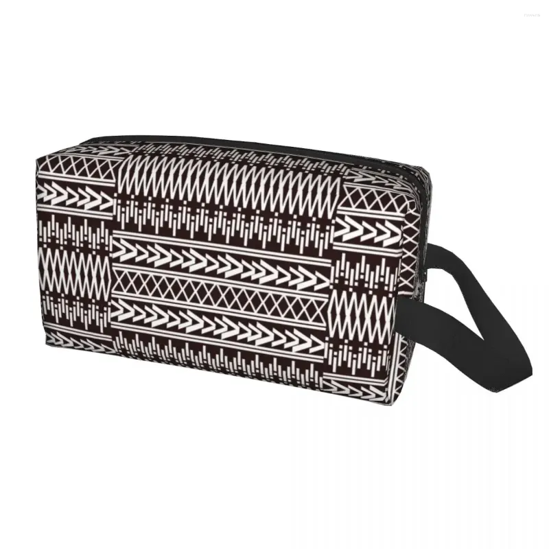 Sacs de cosmétiques Aztec Patché Blanc et marron Bag de toilette Femmes Bohemian Boho Makeup Organisateur Lady Beauty Storage Dopp Kit Case