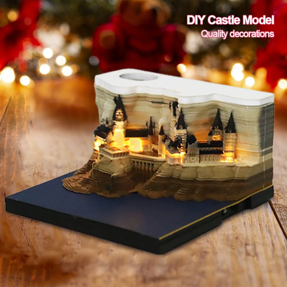 3D Art Calendar Memo Pad 2026 | Creative Time Display | Magic Castle Paper Carving Design | Rip Away Sheets | Sticky Note Memo Block | Desk Decorative Time Piece
