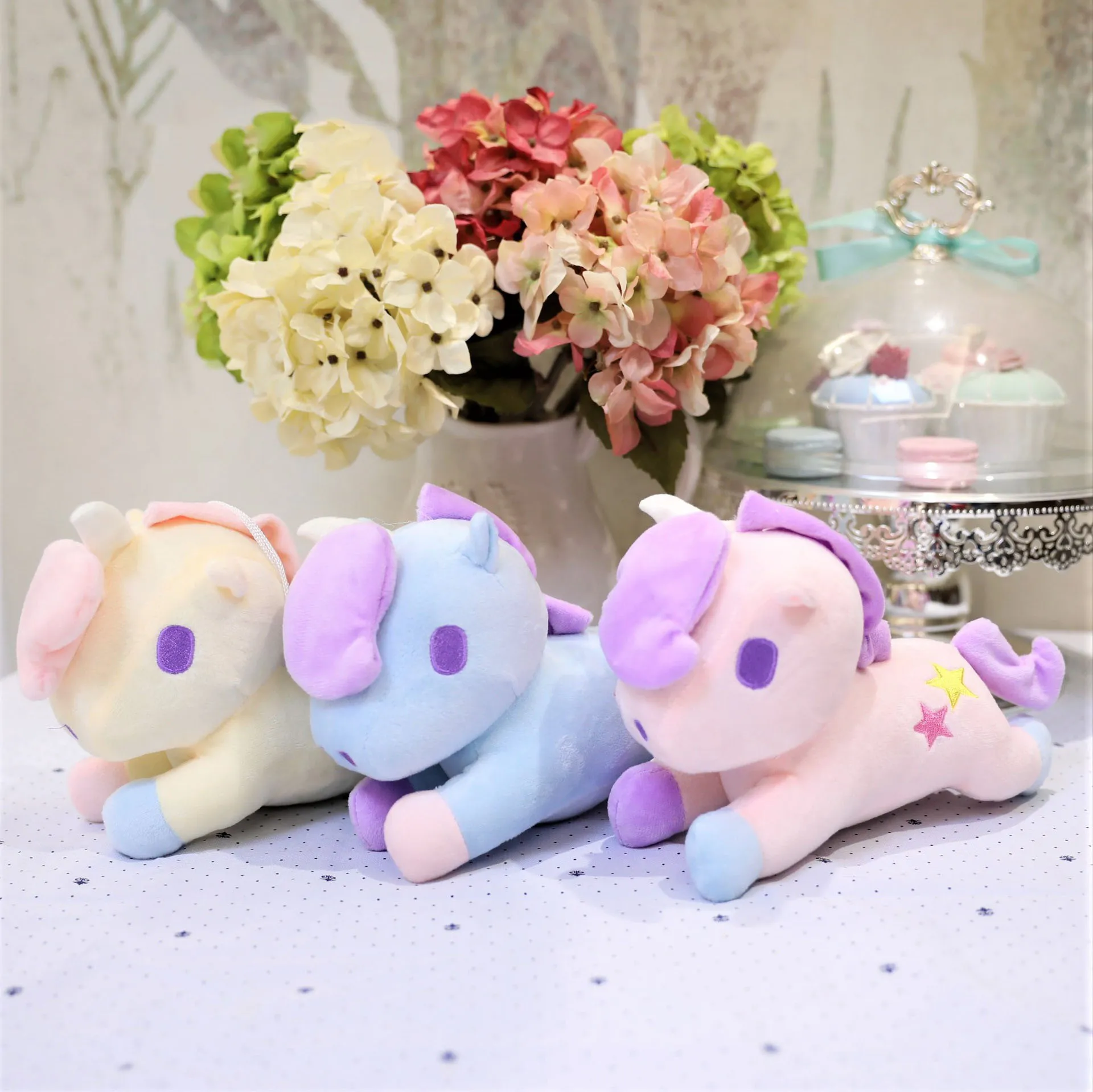 Cute 20 cm Tre bambole unicorno, New Grab Machine, Creative Plush Toys, Anime, Kuromi Wholesale