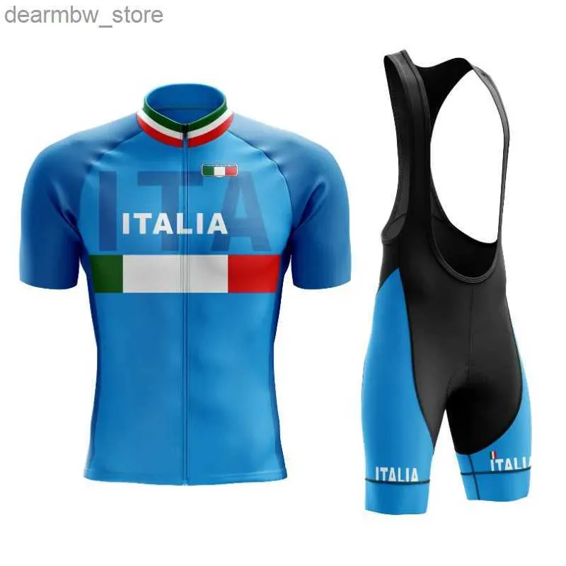 Cycling Jersey Sets Italy 2023 Mens Cycling Clothes Summer Short Seves Cycling Jersey Set Breathab Quick Dry Sportswear Maillot Ropa Ciclismo L48