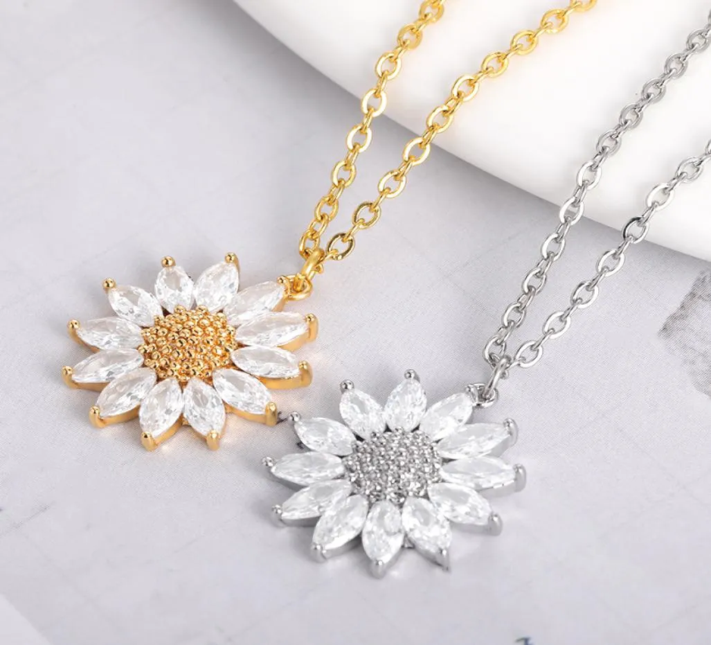 Summer Fresh Zircon Daisy Collar para mujer Partido colgante de adolescentes Pareja de bodas Choker Joya Mujeres Completas 20217377237