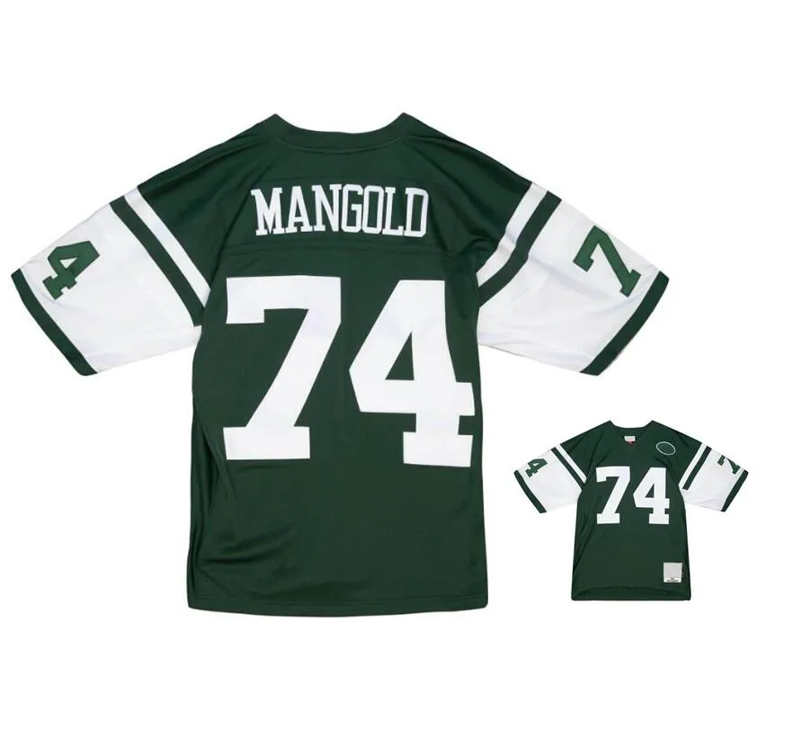 Camisas de futebol costuradas 74 Nick Mangold 2006 Mesh Legacy aposentado Retro Classics Jersey Men Women Youth S-6xl