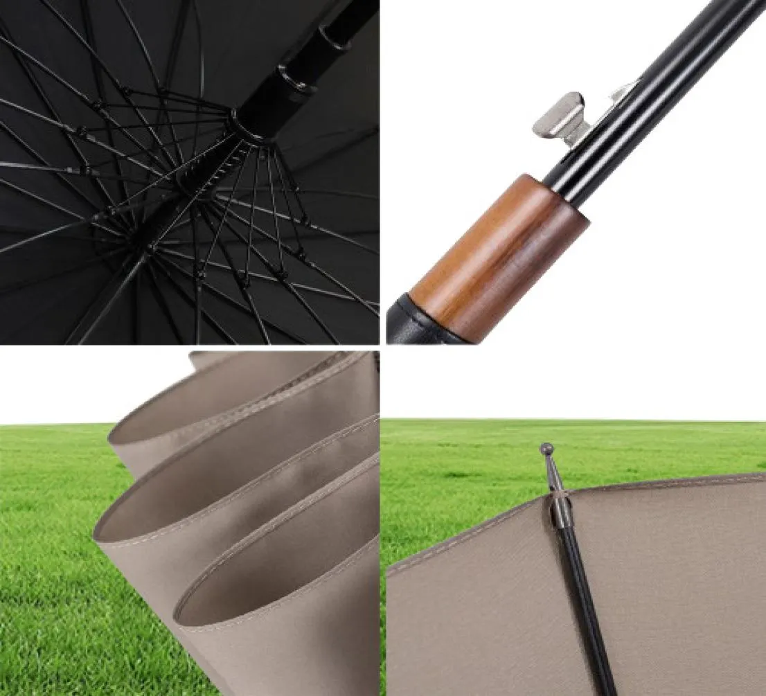 PASKASE Big Paraply Wood Windproof 16 Ribs Business Japanese Long Handle Paraply Rain Women Men 120cm Golf Clear Paraply T26477273