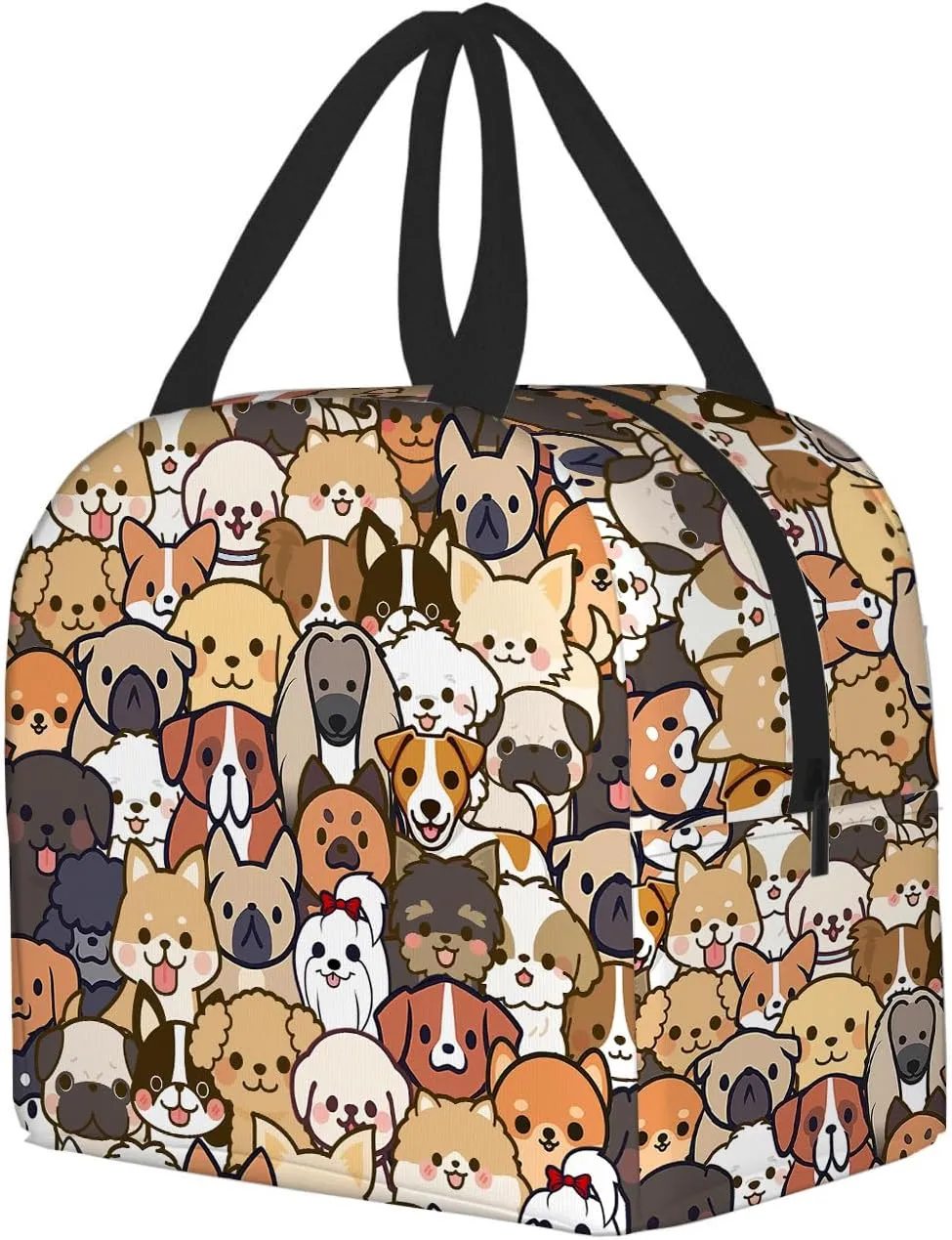 Schattige hondenlunchzak kawaii puppy lunchbox dierenprint compacte tas tas herbruikbare portemonnee voor vrouwen picknick strand kantoor werk