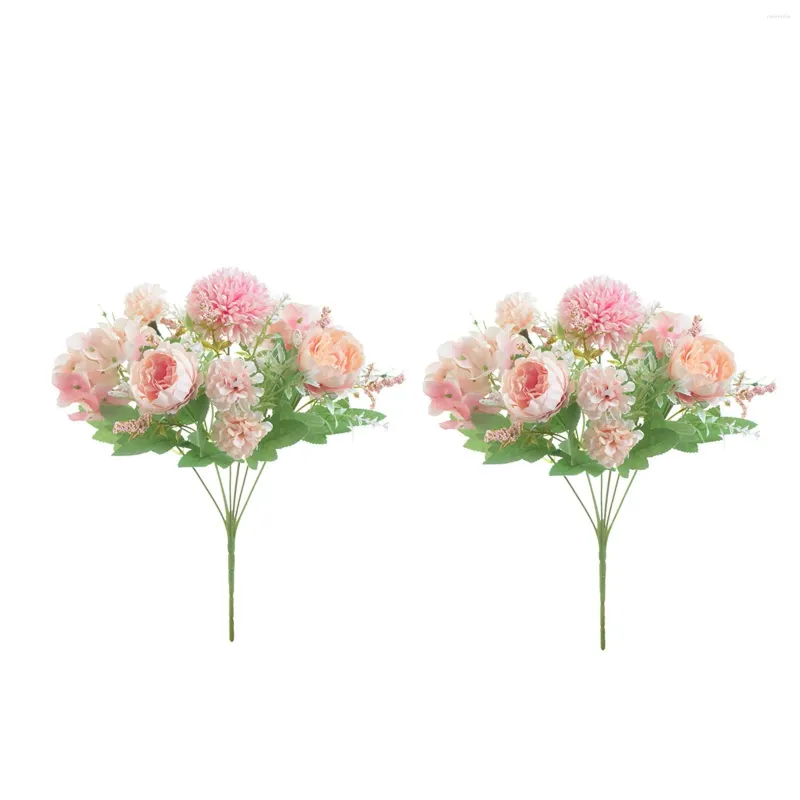 Fleurs décoratives tombe de Noël fleuris séchée pour fête 2 packs artificiel pivoine de la soie hydrangea fleur el mariage maison