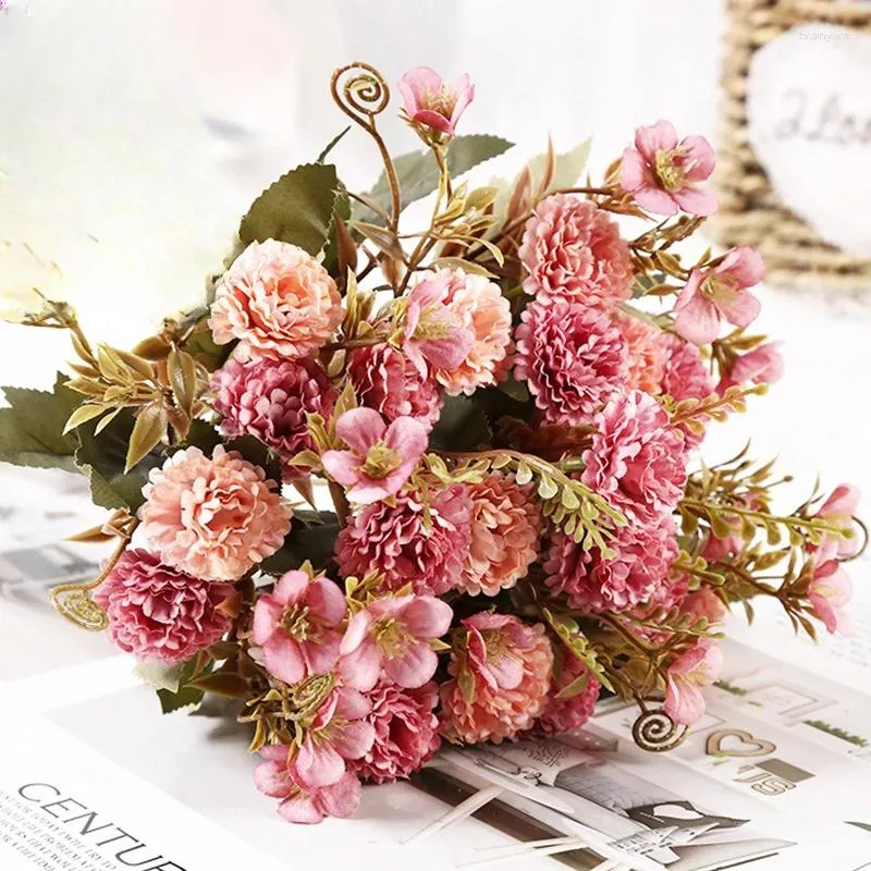 Dekoracyjne kwiaty sztuczne symulacja dekoracji kwiatów 6-kolorowy styl weselny starożytny brzeg brzeg dedykowane