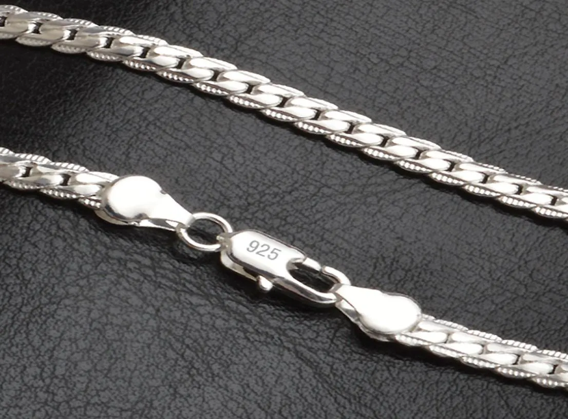 20 -дюймовая 5 -мм модные мужчины 925 Серебряное ожерелье для женской вечеринки Серебряная фигаро -цепная колье для мальчика Accessories9839233