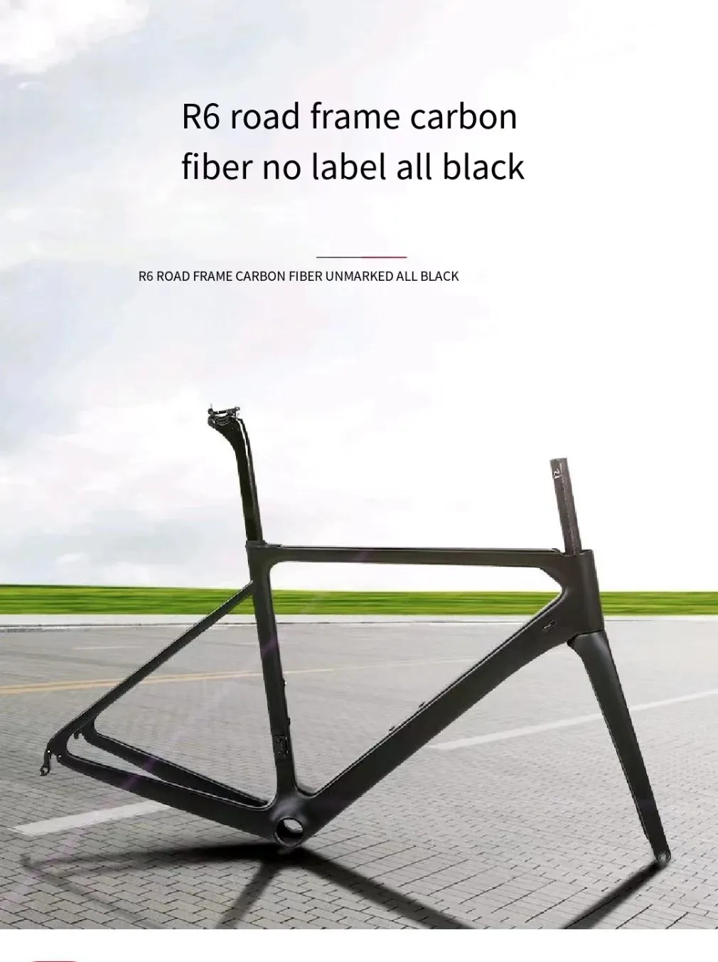 All black T900 Carbon Fiber Road Bike Frame for Uphill Racing
