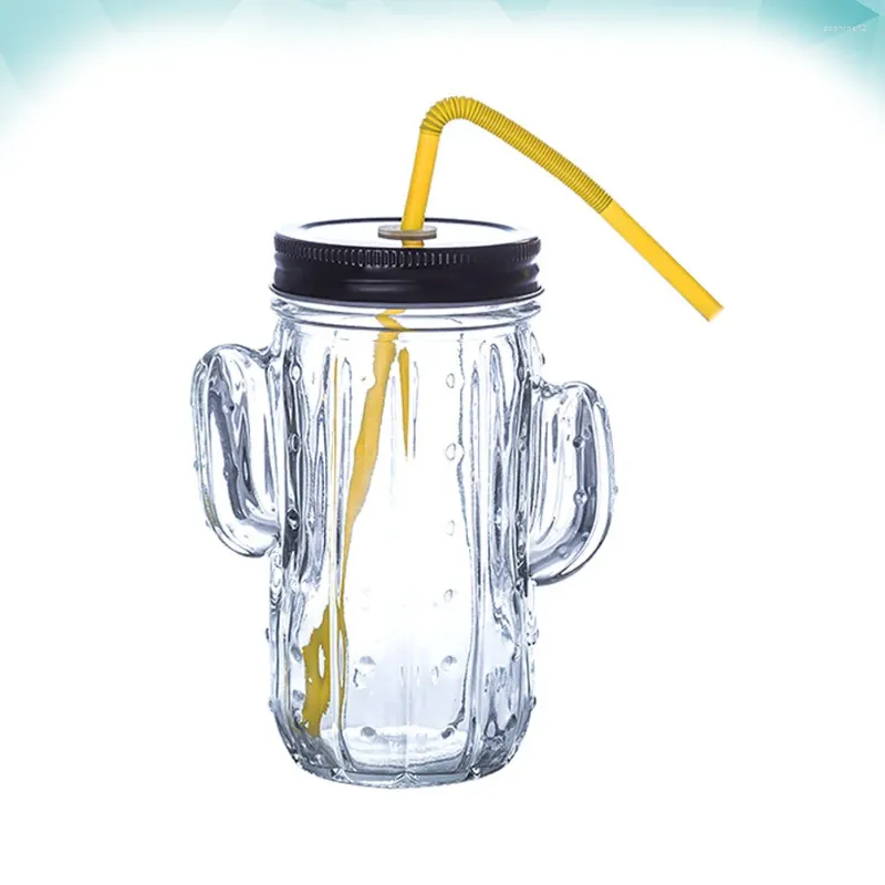 Wijnglazen Plastic Drink Clear Tumblers Glazen pot met deksel en tropische chique nieuwigheid Jars luau