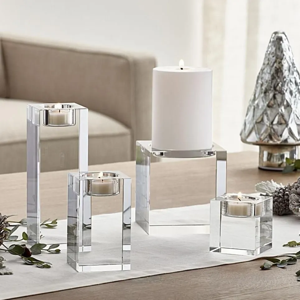 Valentine 's Tealight Candlestick 7 Crystal Day Table 홀더 캔들 작은 중심 홈 캔들 바 D288V를위한 저녁 식사