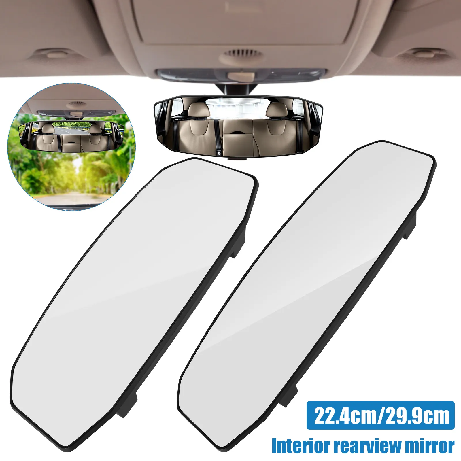 Rear View Mirror Clear Interior Adjustable Auto Safety Anti-Glare Wide ...