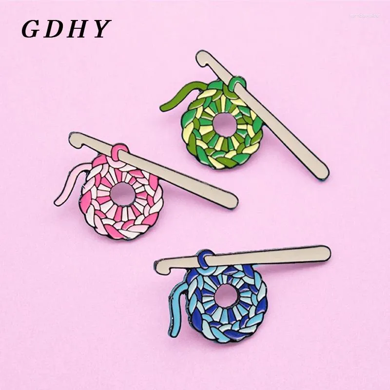 Broches gdhy kleurlijn bal blauw roze groene creatieve weefbeving wollen emailbroche voor vrouw pin schattige trendy sieraden