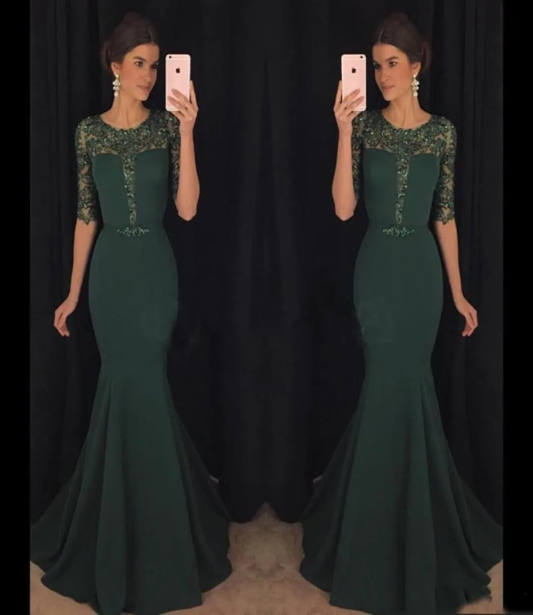 2017 Chic Dark Green Evening Dresses Kaftan Abaya Medio Oriente Arabia Saudita Indiana Lady Mermaid Commess Dress per Wear da festa P7922175