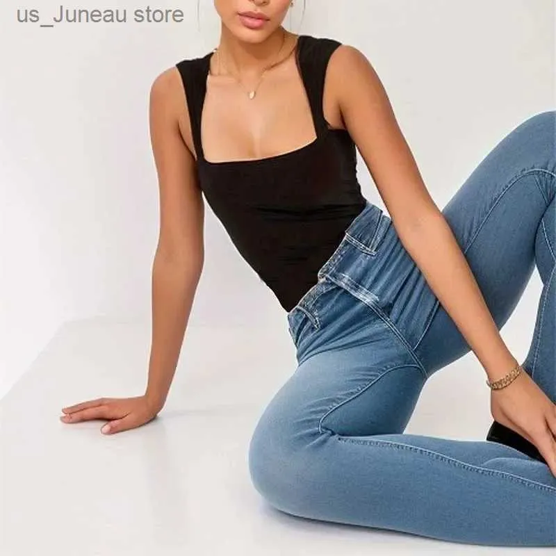 Kadın Tulumları Tulumlar İnce 2024 Kadınlar Esnek Slveless Tank Bodysuits Kadın Gül Kırmızı Bodysuits Casual Buttons Romper Sexy Lady Club Genel L116 T240412