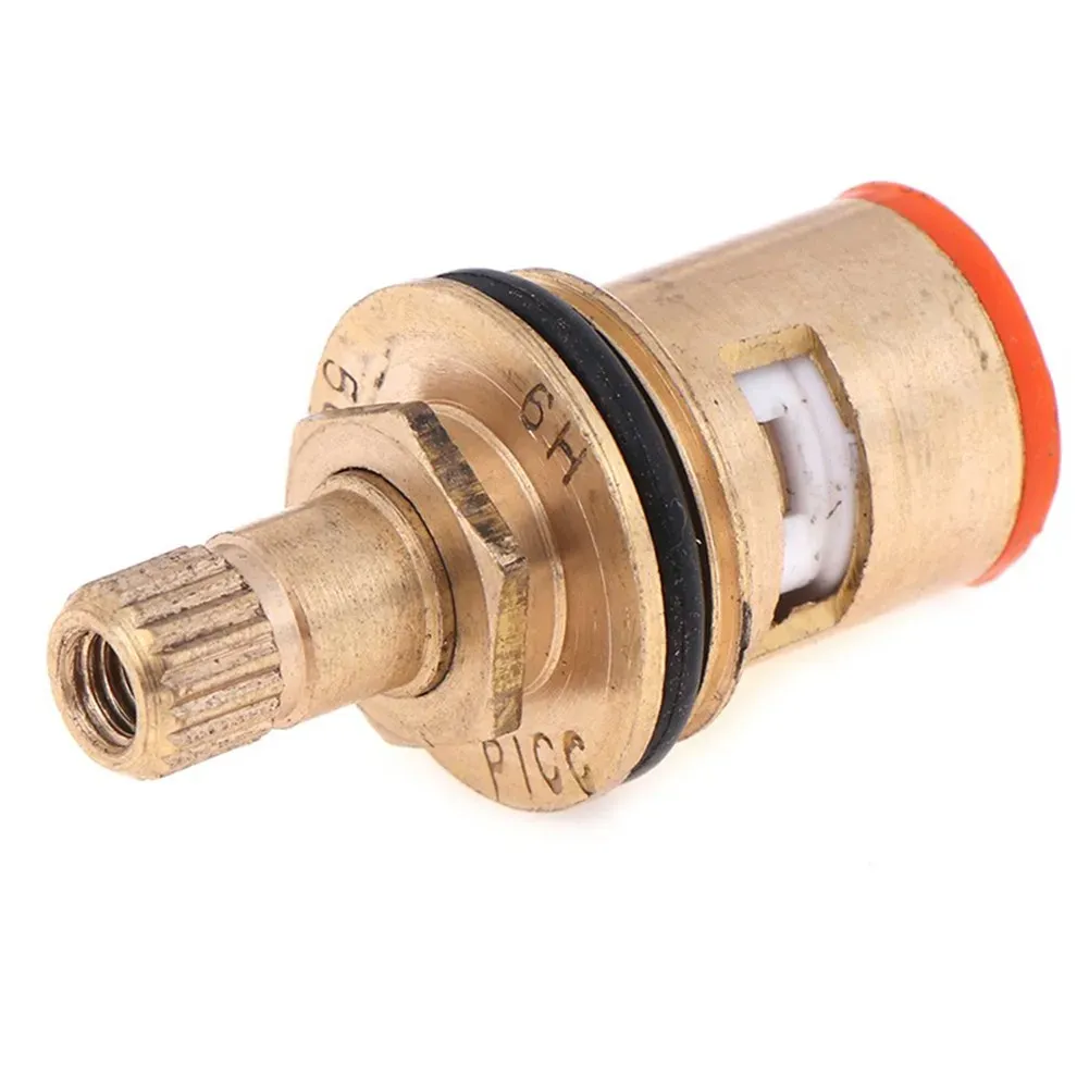 1/2" 20-Tooth Ceramic Disc Faucet Cartridge, Copper Body, Reversely Opens (Red) – Fix Drips & Leaks For Kitchen/Bath Sink Basins