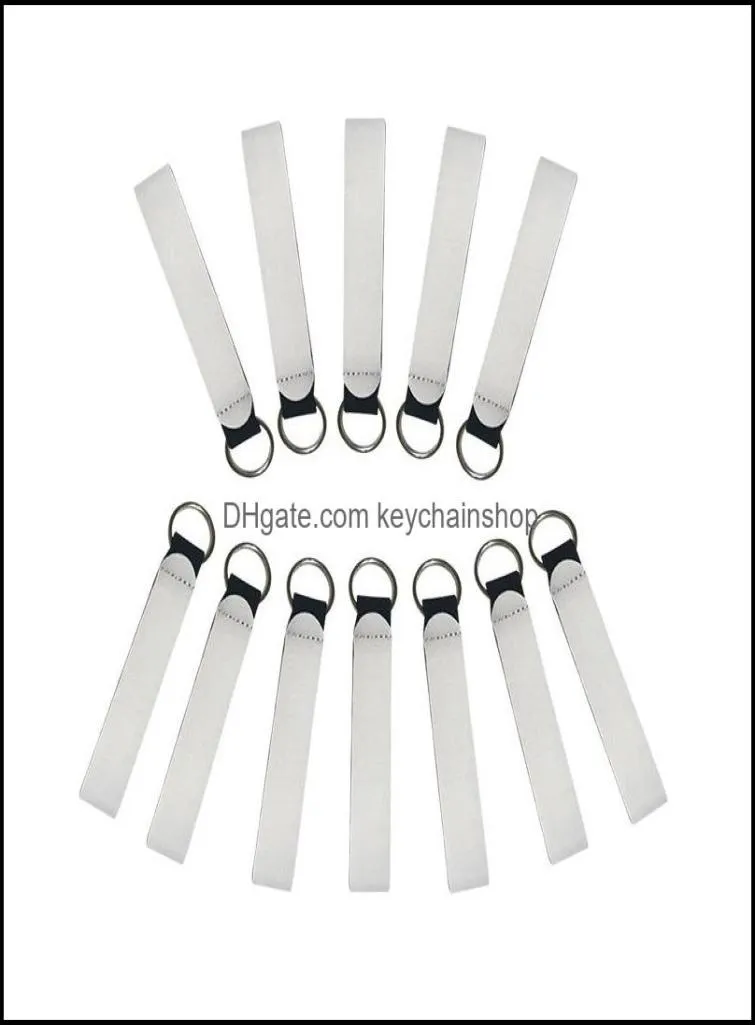 Keychains Fashion Accessories White Blank Neoprene Wristlet Lanyard Strap Band för sublimering Utskrift Cool Key FOB Handhandleden DR7058369