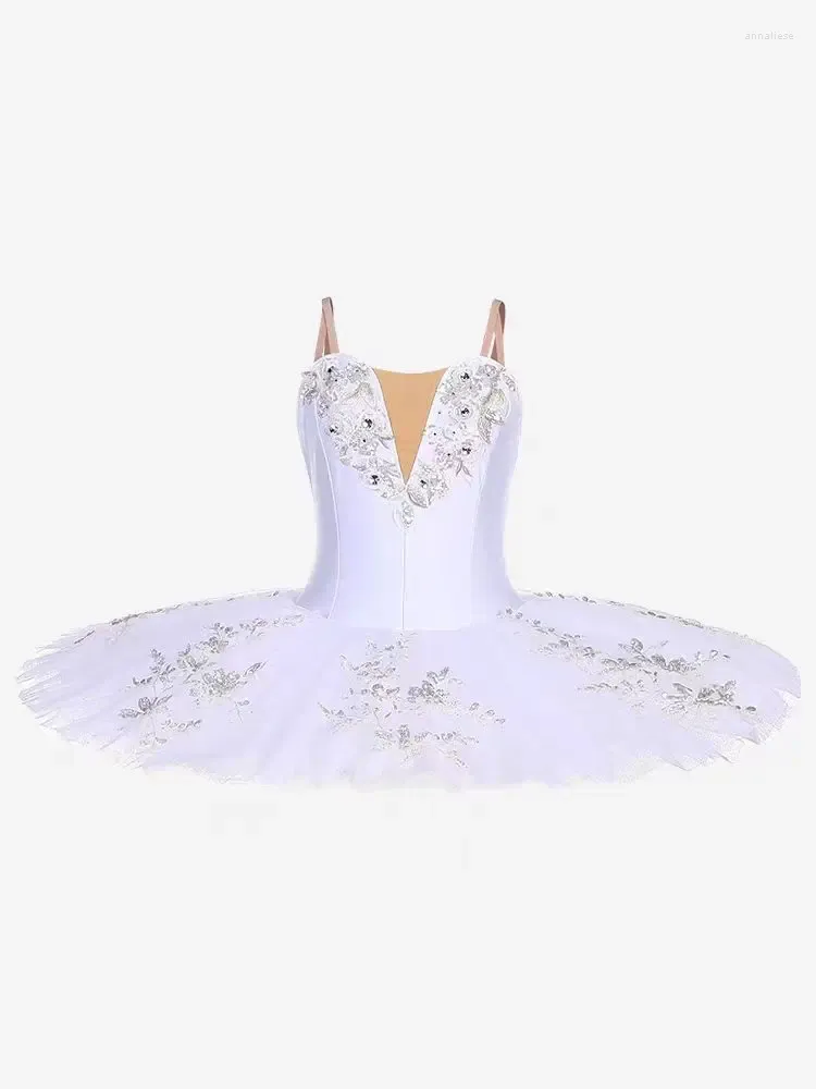 Stage desgaste das crianças Tutu Dress Dress White Swan Competição Profissional Desempenho de gaze Lake Pompous Ballet adulto