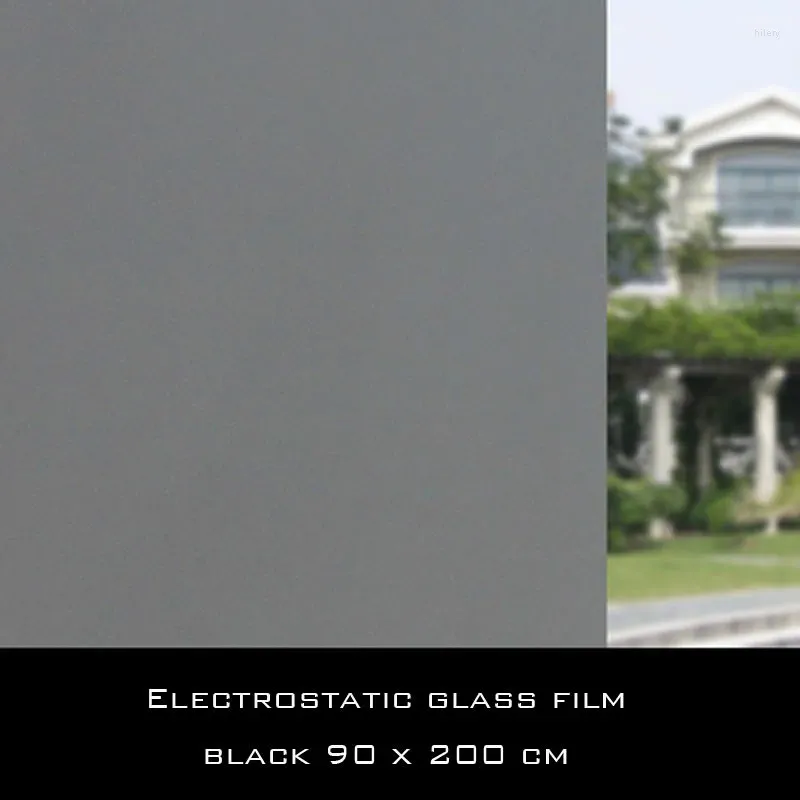 Window Stickers Frosted Privacy Film Static Cling Non-Adhesive Glass Anti UV för badrum (vit och svart 35,4 med 78,8 tum)