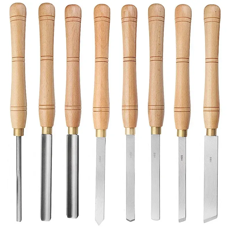 Durable High Speed Steel Lathe Chisels Wood Turning Tool Set With Wood ...