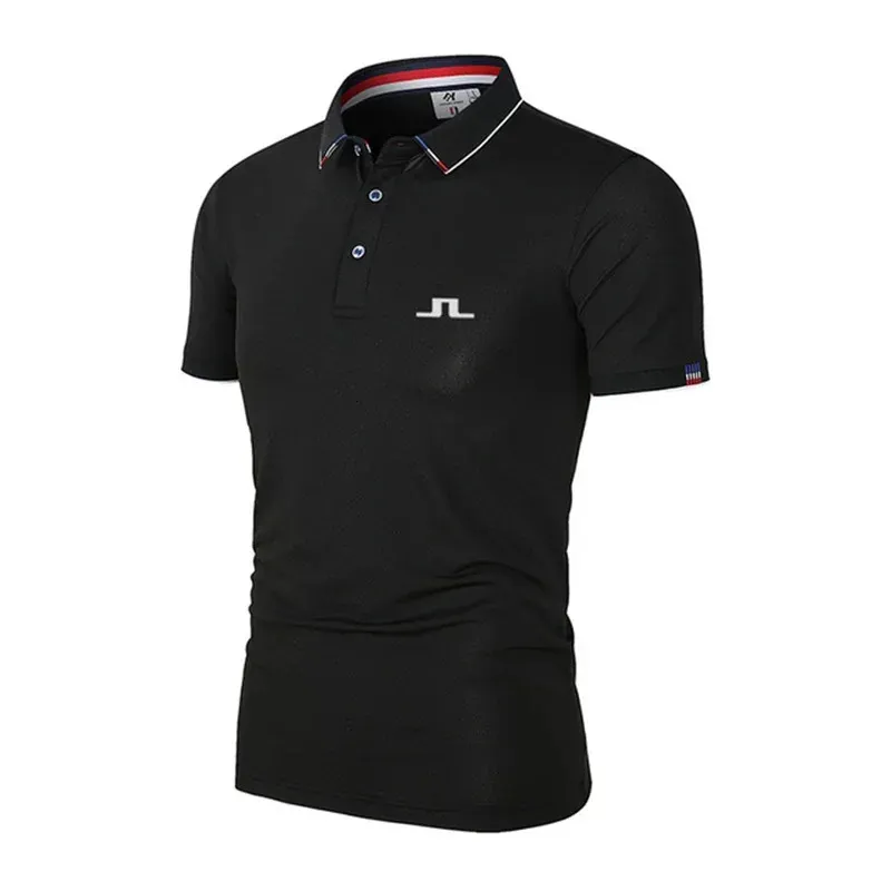 Camicie da golf estate uomini casual polo maniche corte traspirabili a secco rapido j lindeberg indossare maglietta sportiva 240401