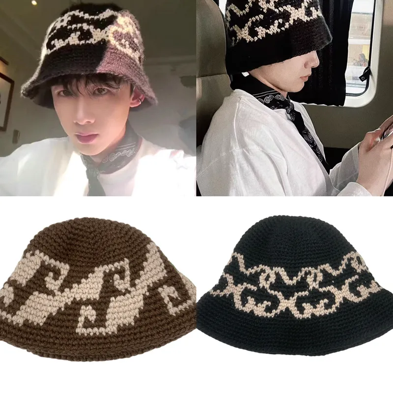 DHgate.com:Crochet Alphabet Dome Patch Striped Cotton Bucket