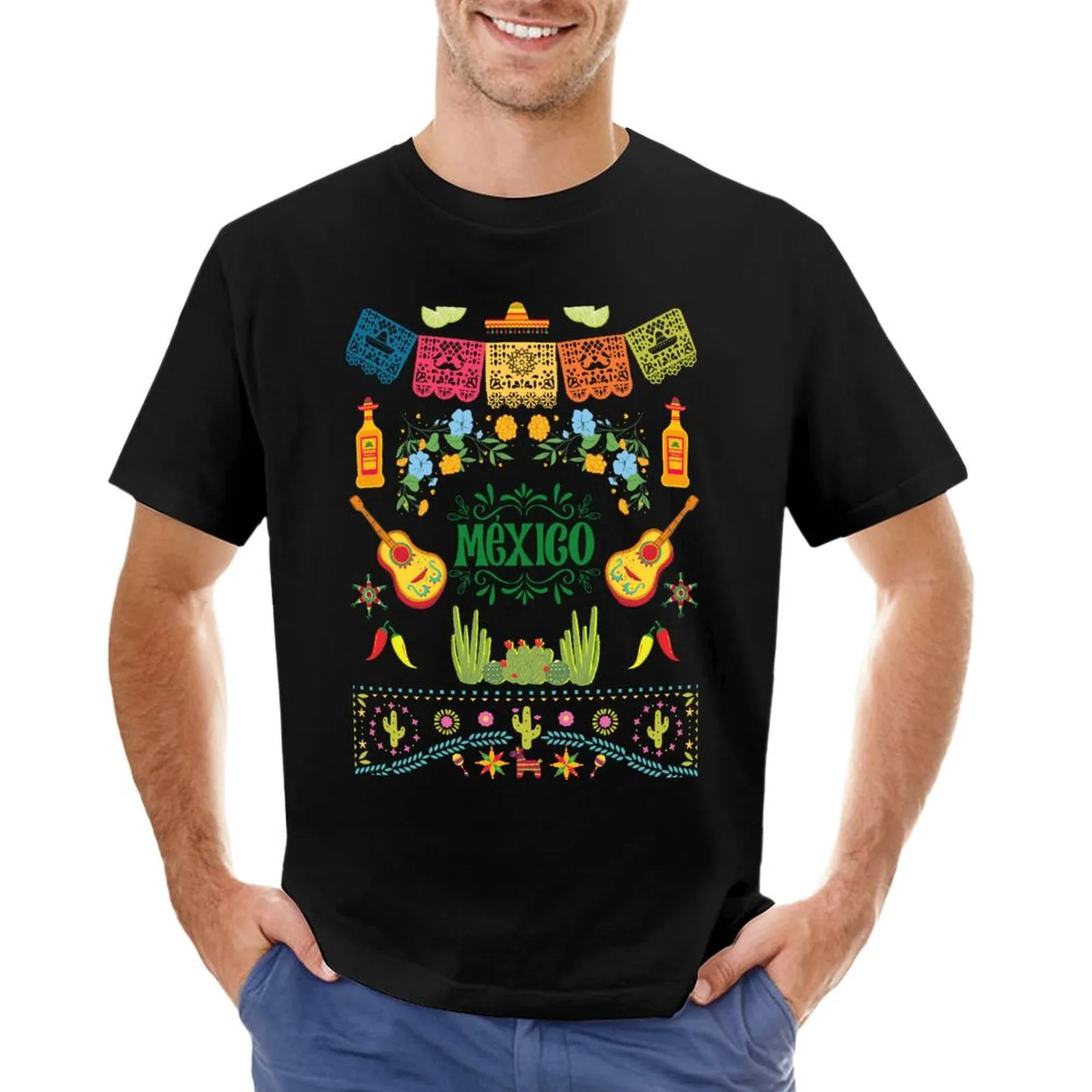 Meksyk City T-shirt Day of the Dead Summer Man Ubrania koszule graficzne koszulki męskie T-koszulka ropa hombre camisetas tops