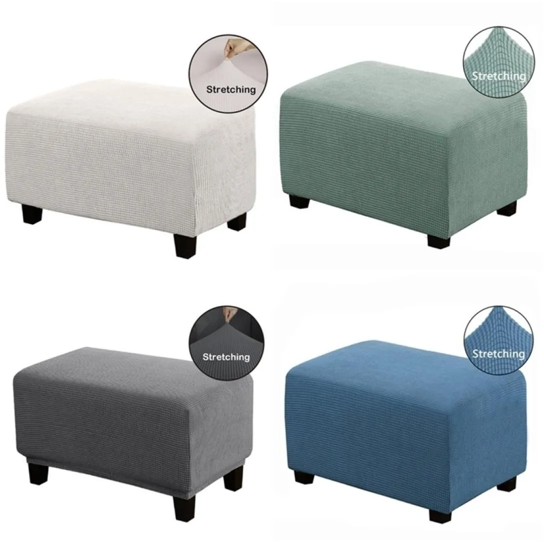 Rec Jacquard Ottoman Stool Cover Elastic Footstool Sofa Slipcover Footrest Chair Covers Furniture Protector 2111163652228