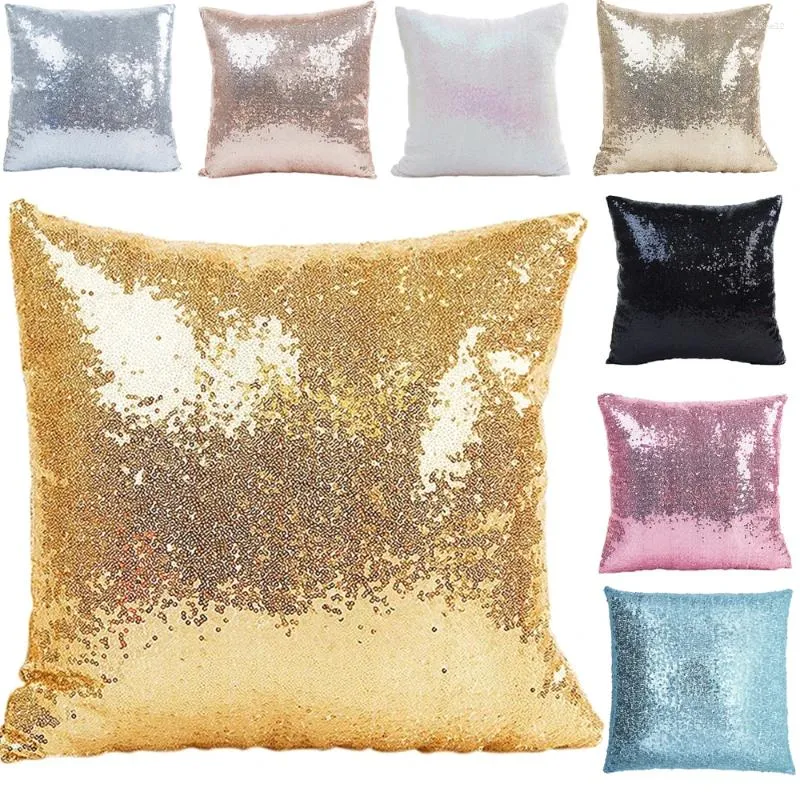 Pillow 40x40cm 11color Sequins Gold Silver Case Luxury Sofa Glitter Square Zipper Cover Pillowcase 1PCS