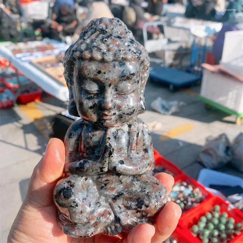 Figurki dekoracyjne Naturalne Yooperlite Buddha Statua Uzdrawianie Kryształ Fengshui Buddyzm Buddyzm Dekoracja domu Prezent 1PCS