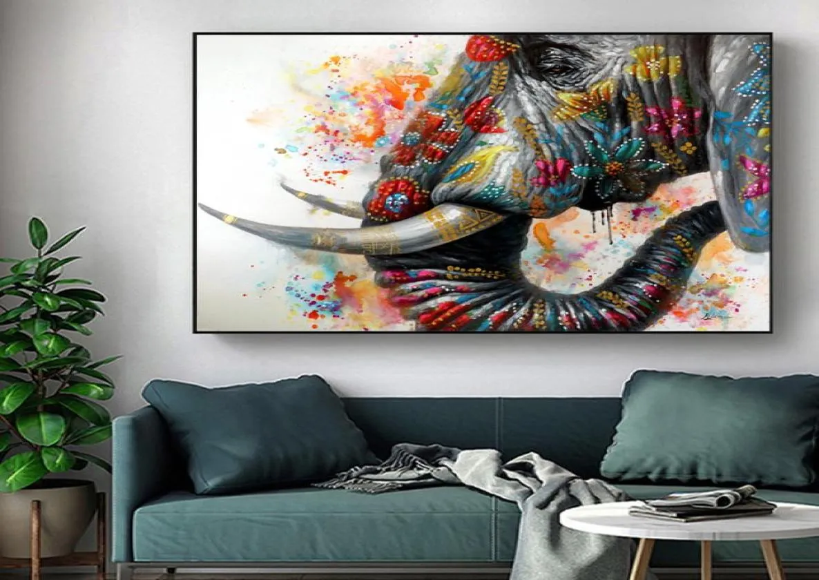 Colorful Elephant Pictures toile Peinture Affiches et imprimés ART MAUR