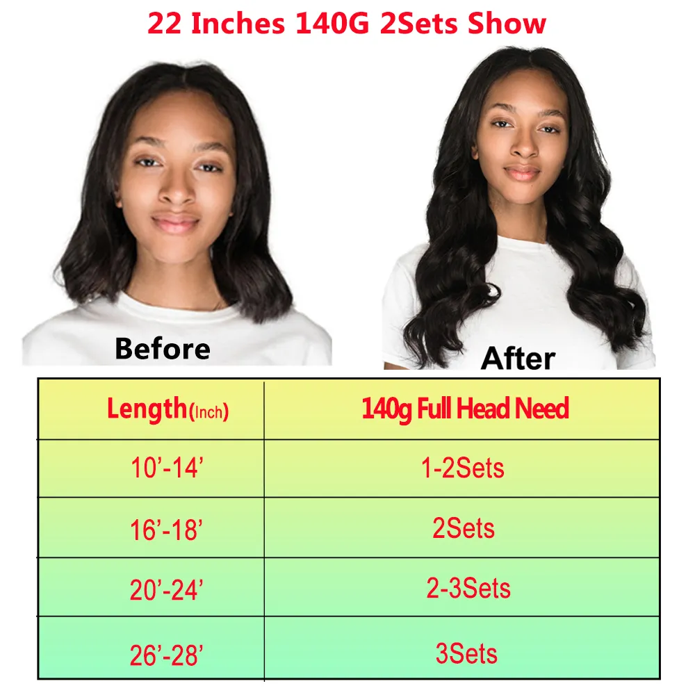 Clip In Hair Extensions 140 Gram Brazilian Remy Human Hair  display picture 1