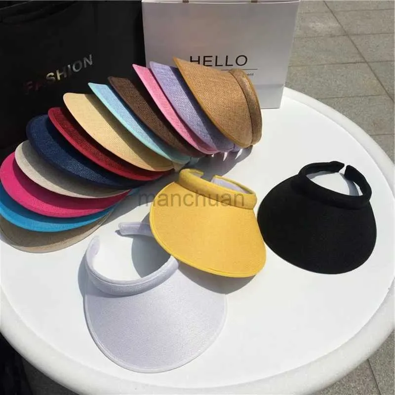 Visors szerokie Grzbietowe czapki wiadra kapelusze nowe letnie damskie damskie swobodne słoneczne czapki słomki czapki dorosły plażę czapki dziewczyny baseball czapki letni kapelusz na świeżym powietrzu 24412
