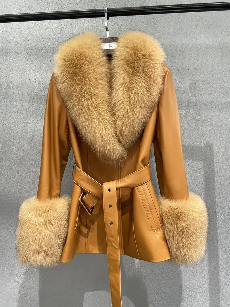 フランス製 3点セット FOURRURES ファージャケット ノースリーブ DHgate.com:Womens Genuine Sheepskin Leather Jacket with Fox