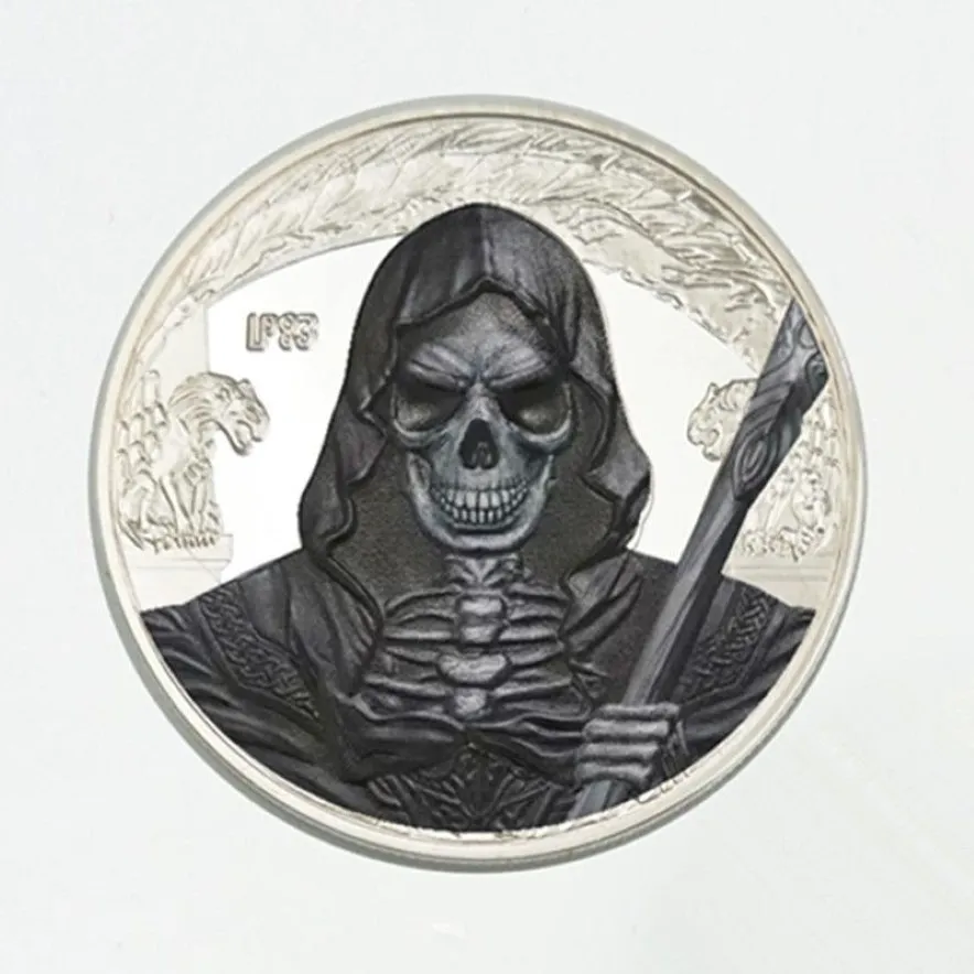 5 datorer The Ghost Scream Killer Coins Silver Plated Monster Evil Spirits 40 Mm Badge Elizabeth Home Souvenir Collectible Decoration 233x