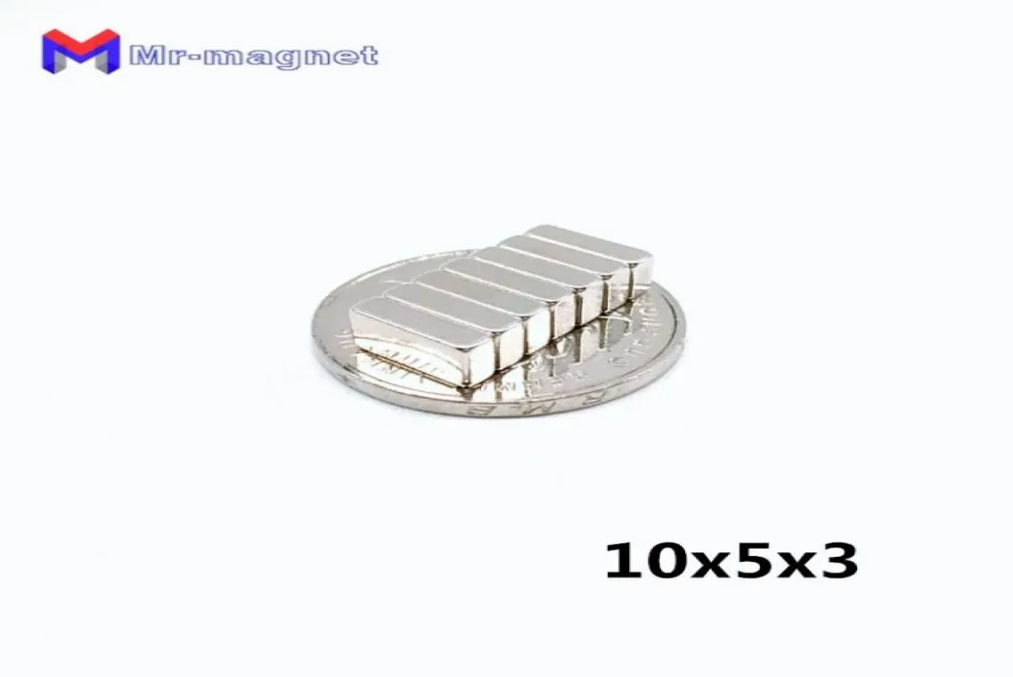 Kylmagneter 100st N35 1053mm Permanent Magnet 1053 Super Strong Dymium Block 10x5x3 NDFEB 10x5x3mm med nickelbeläggning7388895