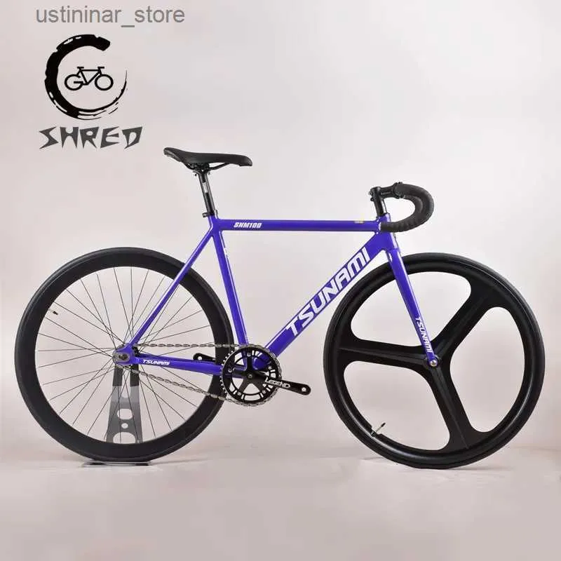 Cyklar Ride-ons Tsunami SNM100 Fixie Fixed Gear Cykel 700C Single Speed ​​Track Racing Bicycle 49/52/55/58CM Aluminium Frame Inkludera V Broms L47