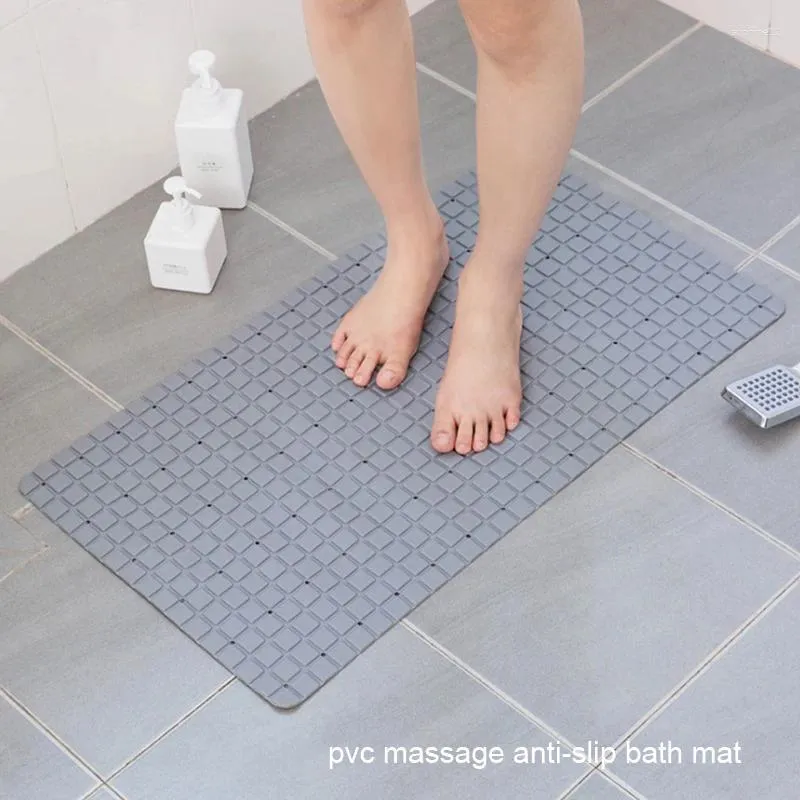 Bath Mats Grid Design PVC Non-slip Mat Multi Suction Cups Soft Drain Bathtub Shower Bathroom Bedroom Floor