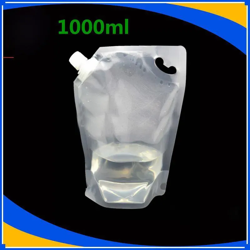 White Clear 1000ML/1LStand up Packaging Bags Drink Spout Storage Pouch for Beverage Liquid Juice Milk Coffee