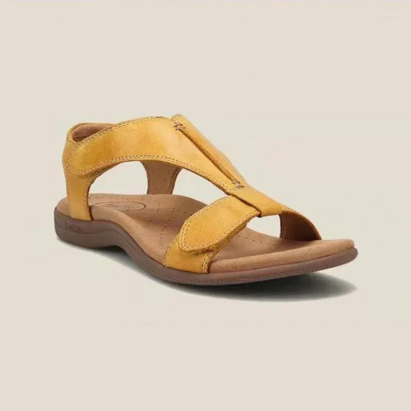 Chaussures habillées Femmes Sandales Toe ouverte ouverte Femme Vintage Anti-Slip Leather Casual Beach Plateforme