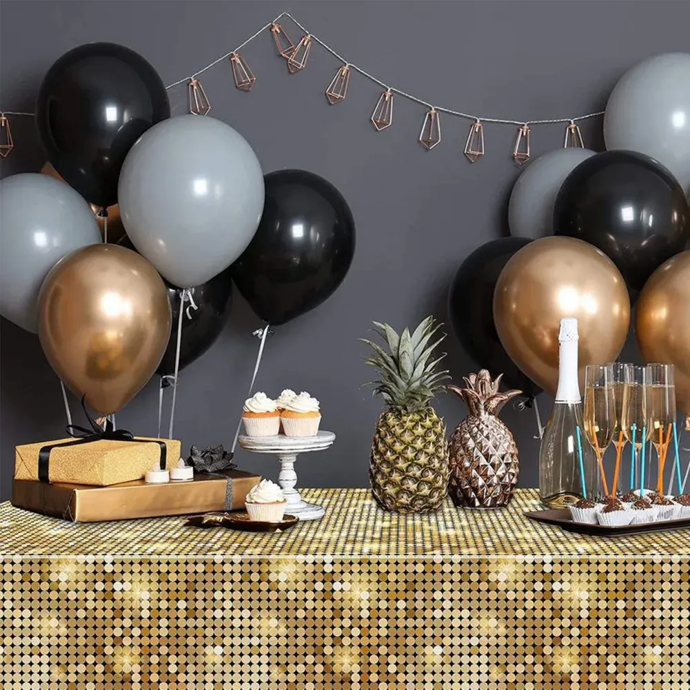 Guld paljett dukduk bröllop bordet tyg gnistrande paljettlinjer glitter champagne bordsdukar för födelsedagsfest baby shower