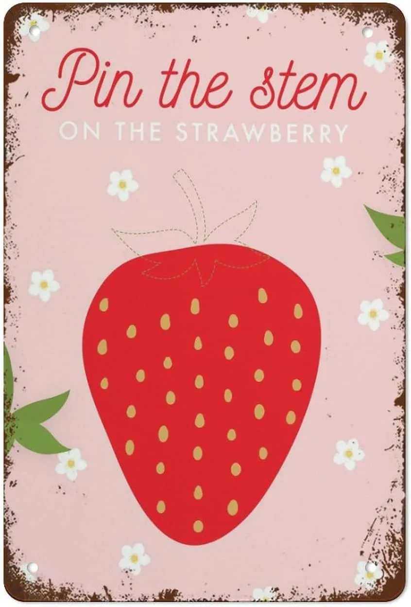 Fin the Tail Game, Print Strawberry Berry First 1st Birthday Party Game, Berry Sweet Strawberry Party Decor Sign, Retro