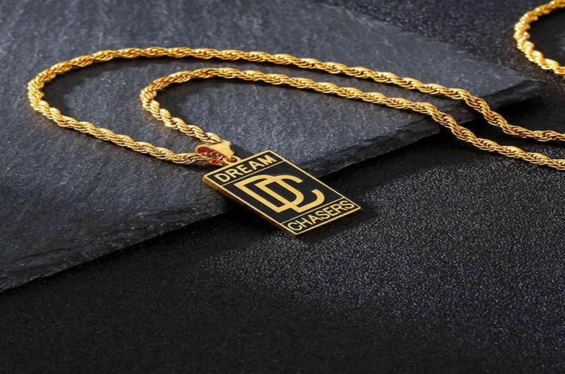 Gold Dream Chasers Pendant Cuban Chain Hip Hop Halsband för män och kvinnor230C9739743