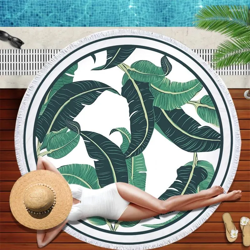 Towel 3D Printed Tropical Leaves Flower Beach Round Microfiber Towels For Living Room Home Decor Boho Style Bath