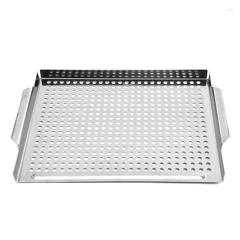 Verktyg 2 Pack Grill Basket Set Heavy Duty rostfritt stålgrilltillbehör för vegetabilisk kabobräka och mer BBQ